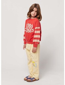 Dječje pamučne hlače Bobo Choses boja: žuta, s tiskom