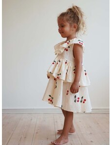 Dječja pamučna haljina Konges Sløjd boja: crvena, mini, širi se prema dolje