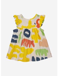 Pamučna haljina za bebe Bobo Choses boja: žuta, mini, širi se prema dolje