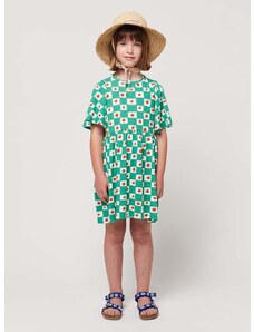 Dječja pamučna haljina Bobo Choses boja: zelena, mini, širi se prema dolje