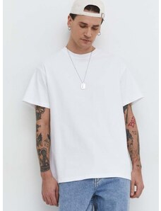 Pamučna majica Solid za muškarce, boja: bijela, bez uzorka