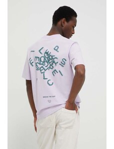 Pamučna majica Filling Pieces za muškarce, boja: ljubičasta, s tiskom