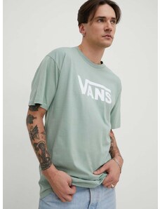 Pamučna majica Vans za muškarce, boja: zelena, s tiskom