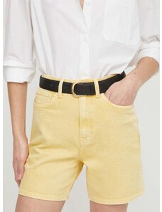 Traper kratke hlače Tommy Hilfiger za žene, boja: žuta, bez uzorka, visoki struk