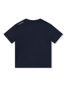 Dječja pamučna majica kratkih rukava Karl Lagerfeld boja: tamno plava, s tiskom