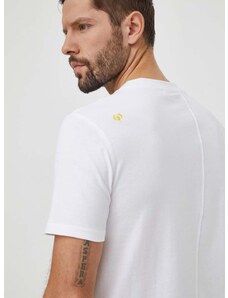 Pamučna majica Desigual za muškarce, boja: bijela, bez uzorka