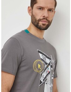 Pamučna majica Desigual za muškarce, boja: siva, s tiskom