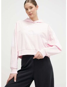Dukserica adidas TIRO za žene, boja: ružičasta, s kapuljačom, tiskom