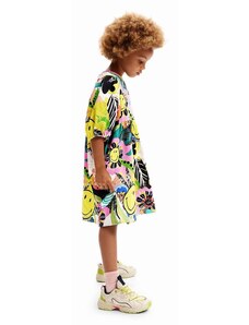 Dječja haljina Desigual boja: žuta, mini, širi se prema dolje