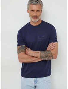 Pamučna majica Armani Exchange za muškarce, boja: tamno plava, s tiskom, 3DZTJH ZJ9AZ