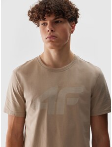 4F Men's regular T-shirt with print - beige