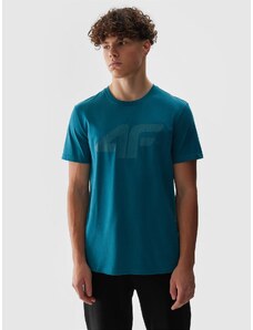 4F Men's regular T-shirt with print - turquoise