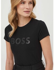 Majica kratkih rukava BOSS za žene, boja: crna