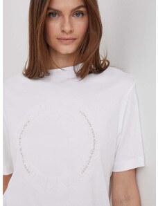 Pamučna majica Calvin Klein za žene, boja: bijela