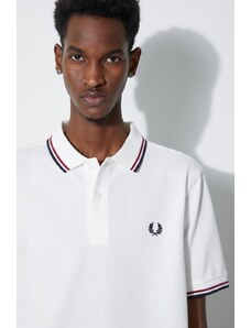 Pamučna polo majica Fred Perry Twin Tipped Shirt boja: bijela, s aplikacijom, M3600.T60