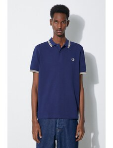 Pamučna polo majica Fred Perry Twin Tipped Shirt boja: tamno plava, s aplikacijom, M3600.U95