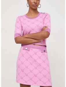 Suknja Liu Jo boja: ružičasta, mini, širi se prema dolje