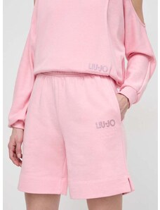 Kratke hlače Liu Jo za žene, boja: ružičasta, bez uzorka, visoki struk