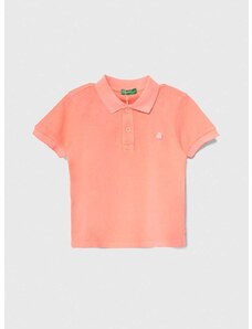 Pamučna polo majica United Colors of Benetton boja: ružičasta, s aplikacijom
