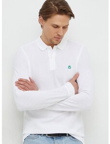 Pamučna majica dugih rukava United Colors of Benetton boja: bijela, bez uzorka