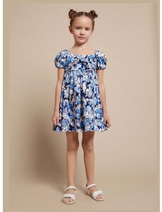 Dječja pamučna haljina Mayoral boja: tamno plava, mini, širi se prema dolje