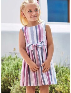 Dječja haljina s dodatkom lana Mayoral boja: ljubičasta, mini, širi se prema dolje