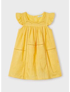 Dječja pamučna haljina Mayoral boja: žuta, mini, širi se prema dolje