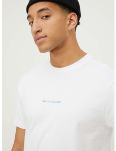Pamučna majica Quiksilver za muškarce, boja: bijela, s tiskom