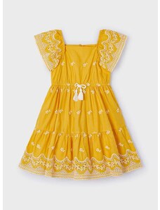 Dječja haljina Mayoral boja: žuta, mini, širi se prema dolje