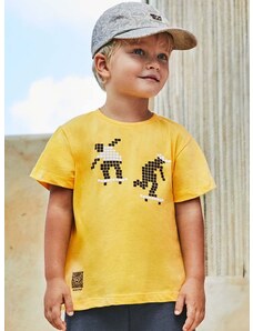 Dječja pamučna majica kratkih rukava Mayoral boja: žuta, s tiskom