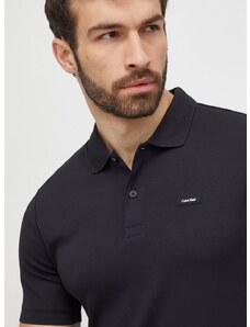 Pamučna polo majica Calvin Klein boja: crna, bez uzorka