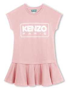 Dječja pamučna haljina Kenzo Kids boja: ružičasta, mini, širi se prema dolje