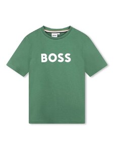 Dječja pamučna majica kratkih rukava BOSS boja: zelena, s tiskom