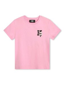 Dječja pamučna majica kratkih rukava Karl Lagerfeld boja: ružičasta, s tiskom