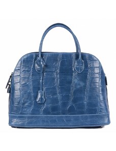 Luksuzna Talijanska torba od prave kože VERA ITALY "Lanesa", boja boja traperica, 30x43cm