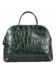 Luksuzna Talijanska torba od prave kože VERA ITALY "Fanesa", boja tamno zeleno, 30x43cm