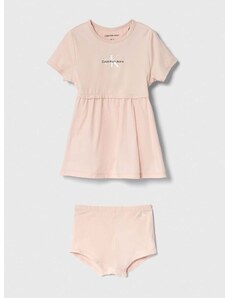 Haljina za bebe Calvin Klein Jeans boja: ružičasta, mini, ravna