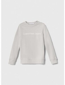 Dječja pamučna dukserica Calvin Klein Jeans boja: siva, s tiskom