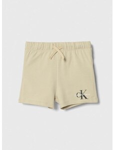 Dječje kratke hlače Calvin Klein Jeans boja: bež, s tiskom, podesivi struk