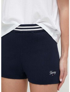 Kratke hlače Tommy Jeans za žene, boja: tamno plava, bez uzorka, visoki struk