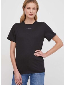 Pamučna majica Calvin Klein za žene, boja: crna