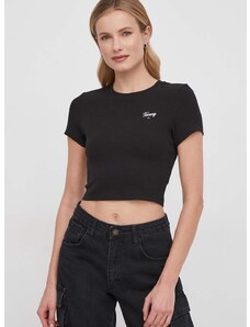 Majica kratkih rukava Tommy Jeans za žene, boja: crna
