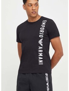 Pamučna majica Emporio Armani Underwear za muškarce, boja: crna, s tiskom