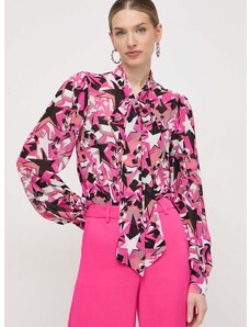 Košulja Silvian Heach za žene, boja: ružičasta, regular, s izrezom na vezanje