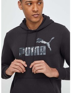 Dukserica Puma za muškarce, boja: crna, s kapuljačom, tiskom