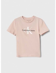 Dječja majica kratkih rukava Calvin Klein Jeans boja: ružičasta