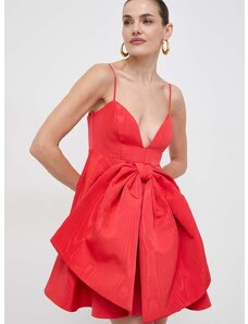Haljina Bardot boja: crvena, mini, širi se prema dolje
