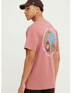 Pamučna majica Vans za muškarce, boja: ružičasta, s tiskom