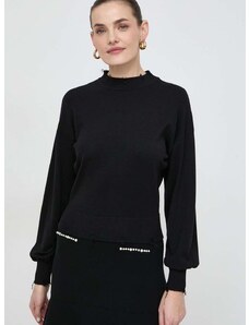 Pulover Silvian Heach za žene, boja: crna, lagani, s poludolčevitom