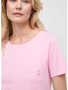 Pamučna majica Liu Jo za žene, boja: ružičasta
